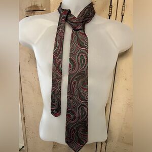 Giacomo Italia 59" Paisley Print Tie Green/Burgundy